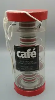 Kirkland's 4 Espresso Cup Red And Black Stripes Set Of 4