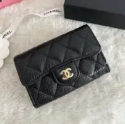 NWT REV CHANEL Classic CC Snap Card Holder Wallet Black Gold Hardware Chipcode