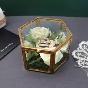 Hexagon Wedding Band Holder Personalised Bride Groom Jewellery Ring Bearer Box