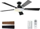 Ceiling Fans with Lights, 52 Inch Flush Mount Ceiling Fan with Remote Control, W