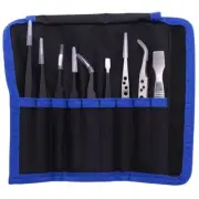 3X(9 Pcs Tweezers Set Stainless Steel Anti-Static Precision Tweezers for Elronic