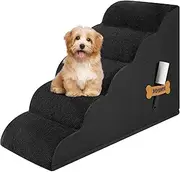 Romrol Dog Stairs Ramp for Beds Couches, Extra Wide Pet Steps with Durable Non-Slip Waterproof Fabric Cover, Dog Slope Stairs for Small Dogs and Cats or Pets Friendly, 5-Tiers