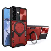 For Samsung Galaxy S24 Case, Camshield, Metal Holder, Shielding Cover, Red