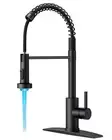 FORIOUS LED Kitchen Faucet with Pull Down Sprayer Black, Modern Single Handle...
