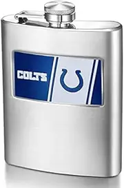 Match-Up Promotions NFL Indianapolis Colts 8-Ounce Matte Finished Stainless Steel Hip Flask with Rectangular Team Emblem and Funnel