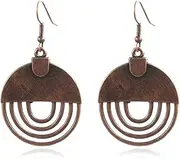 [AGDGV] Boho Dangle Earrings - Handmade Copper Bohemian Earring - Vintage Ethnic Sculpted Swirl Spiral Drop Earrings for Women - Boho Jewelry Gifts