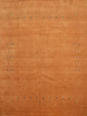 Warm Orange Wool Handmade Square Area Rug 9x9 with Subtle Accent Nomadic Carpet
