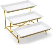 3 Tiered Serving Platters Ceramics Dessert Cake Display Stand, White Food