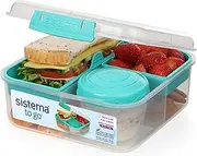 Sistema TO GO Bento Box Cube | 1.25 L | School Lunch Box With Compartments & Snack Pot | BPA-Free | 1 Count | Minty Teal