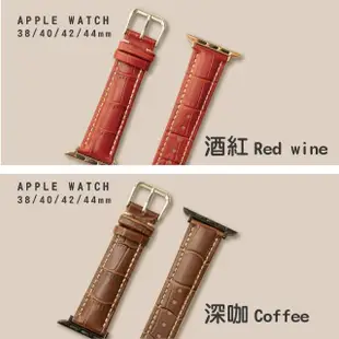 【蘋果庫Apple Cool】Apple Watch S7/6/SE/5/4 42/44/45mm 鱷魚紋真皮帶