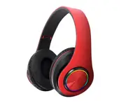 Bluetooth Headset with RGB Light Deep Bass Noise Reduction Comfortable Waterproof Foldable Wireless Gaming Headset Bright Red