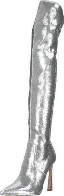 Steve Madden Women's Laddy Over-The-Knee Boot | Silver Sequin | 7.5