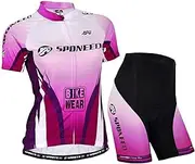 [sponeed] Bike Unifrms Womens Cycling Shorts Gel Padded Sports Wear Quick Dry Bicycle Shirts Purple Small