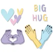 Sizzix Framelits Die & Stamp Set By Olivia Rose 7/Pkg-Big Hugs