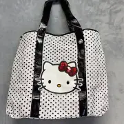 New HELLO KITTY Sanrio Large Polka Dot Tote Bag Sequin Red Bow 15"X13"x5" CUTE!