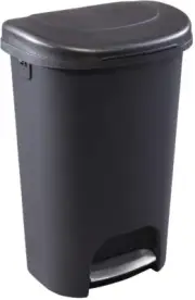 Rubbermaid Classic 13G Classic Black StepOn Trash Can with Stainless-Steel Pedal