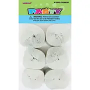 White Crepe Streamers (Pack of 6)