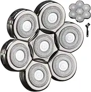 7 Blades Head Shaver Replacement Heads Electric Shaver Universal Replacement Blade Head Electric Razor for Men (7D Silvery)