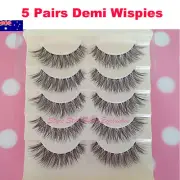 5 Pair Demi Wispies Natural Long Thick Soft Fake False Eyelashes Handmade Makeup