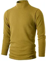 [GIVON] Mens Slim Fit Wide Ribbed Cotton Blend Turtleneck Pullover