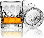 Set Of 2 Vintage Lead Free Crystal Old Fashioned Whiskey Glasses 9.5 Oz