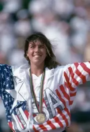 Jennifer Capriati USA celebrates after defeating Steffi Graf of Ge- Old Photo