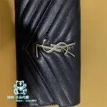 YSL 荔枝皮長夾 深藍色銀LOGO