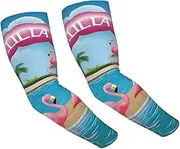 [FHEDVBN] Flamingo and swimming pool Arm Sleeves Compression Arm Covers for Men Women Outdoor Sun Sleeves Cooling Sports Sleeve, Black