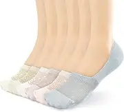 [BIVOLU] Womens Low Cut Thin Breathable Cotton Sock with Cushion Non Slip Comfortable Causal No Show Socks for Women Solid Liner Flats Socks 6 pack, Multi, 5-9