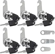 AcbbMNS 5 Pack 20mm Cabinet Cam Lock With Keys and 3 Different Lock Plates, Security Mailbox RV Storage Tool Box Letterbox Drawer Cupboard