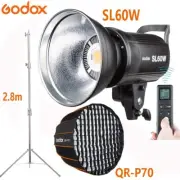 Godox SL-60W Studio Bowens Mount LED Video Light +2.8m Stand+QR-P70 Softbox Grid