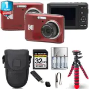 Kodak Pixpro FZ45 Camera (Red) + Tripod + Case+ 1 Yr Warranty
