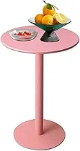 Kitchen Bar Table Counter Breakfast Dining Table, Pink Bistro Cocktail Drink Table for Pub Round Coffee Table Metal Side/end Desk, Small Table for Living Room