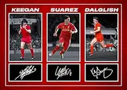 RJR PRINTS Kevin Keegan, Luis Suarez & Kenny Dalglish - Liverpool No.7 Legends Signed A4 Montage Photo Print With Pre Printed Signature Autograph Football Gift