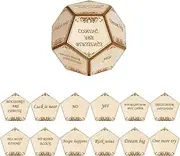 Polyhedral Decider Dice Game - Wooden Dice Food Decision | 12-Sided Multi-Choice Food | Decision Maker Assistant Board Game for Travel Home College Dorm Apartment School Road Trips