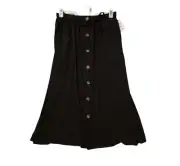 Terra & Sky Women’s Plus Size Button Front Maxi Skirt Size 0x(14W)