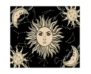 T08 150*130cm Fantasy Sun and Moon Tapestry Yellow Sun Tapestry for Bedroom and Living Room Psychedelic Tapestry Decoration