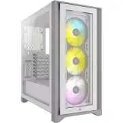 Corsair iCUE 4000X RGB Tempered Glass Mid-Tower ATX Case White with 3x RGB Fans