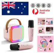 Lightweight Bluetooth Karaoke Speaker with 2 Wireless Microphones and LED Lights