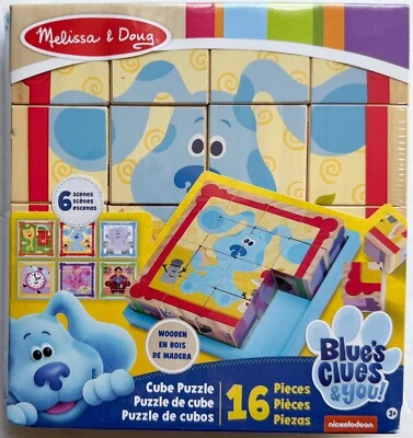 Melissa & Doug Blue's Clues Wooden Cube 18 Pc. Puzzle, New-Sealed Package!
