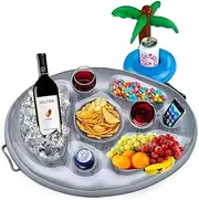 Inflatable Drink Holder, Floating Pool Drinks and Snack Holder with 8 Holes, Refreshment Table Tray, Floating Pool Tray, Coaster Mat Cup Holders for Beach, Pool and Spa