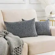 Gray Pillow Covers Lumbar Throw Pillows for 20" x 12" (Pack of 2) Light Grey