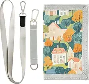 [Yoogain] Cartoon Colorful Houses Tree mens travel wallet gifts for young simple fold wallets for men with lanyard, cartoon colorful houses tree, 1 size, Fashion