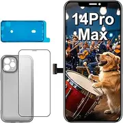 for iPhone 14 Pro Max Screen Replacement 6.7 inch,LCD Display Touch Screen Digitizer Assembly with Tempered Glass+Waterproof Sticker+Case, Compatible with Model A2894, A2651, A2893, A2895(No Tools)