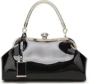 [YOUNXSL] Glossy Patent Leather Handbag for Women Top Handle Tote Bag Evening Shoulder Bag Wedding Satchel Retro Purse