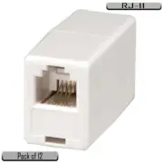 12 Pcs RJ11 6P4C Reverse Telephone Phone Cord Cable Line Adapter Inline Coupler