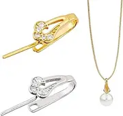 [Hobbspring] 2 Colour Sterling Silver Clamp Clasp Cat Paw Connector Pendant Charm with Zirconia Ice Axe Clamp Clip Clasps for DIY Necklaces Jewellery Making