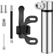 Small Bicycle Air Pump Portable Mini Bicycle Pump 120 PSI High Pressure Bicycle Pump Lightweight Aluminium with Bike Pump with Frame Mount for Road Bike Mountain Bike Football Basketball Volleyball