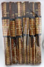 Set of 6 Island Retro Wood Bamboo Placemats Chopsticks Holders from Hawaii
