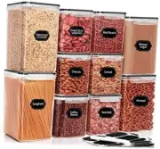 Large Airtight Food Storage Containers with Lids, 10PCS Plastic Cereal Clear